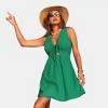 Women's Chic Emerald Green Front Tie Mini Sundress - Cupshe - 4 of 4