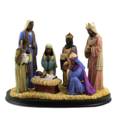 Black Art 7.0" Nativity On Base Baby Jesus Kings Mary Joseph  -  Decorative Figurines