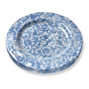 TAG 11 in. Cottage Blue White Flower Melamine Plastic Dinnerware Plates Set of 4 Dishwasher Safe Indoor Outdoor Multicolored - 1 of 2