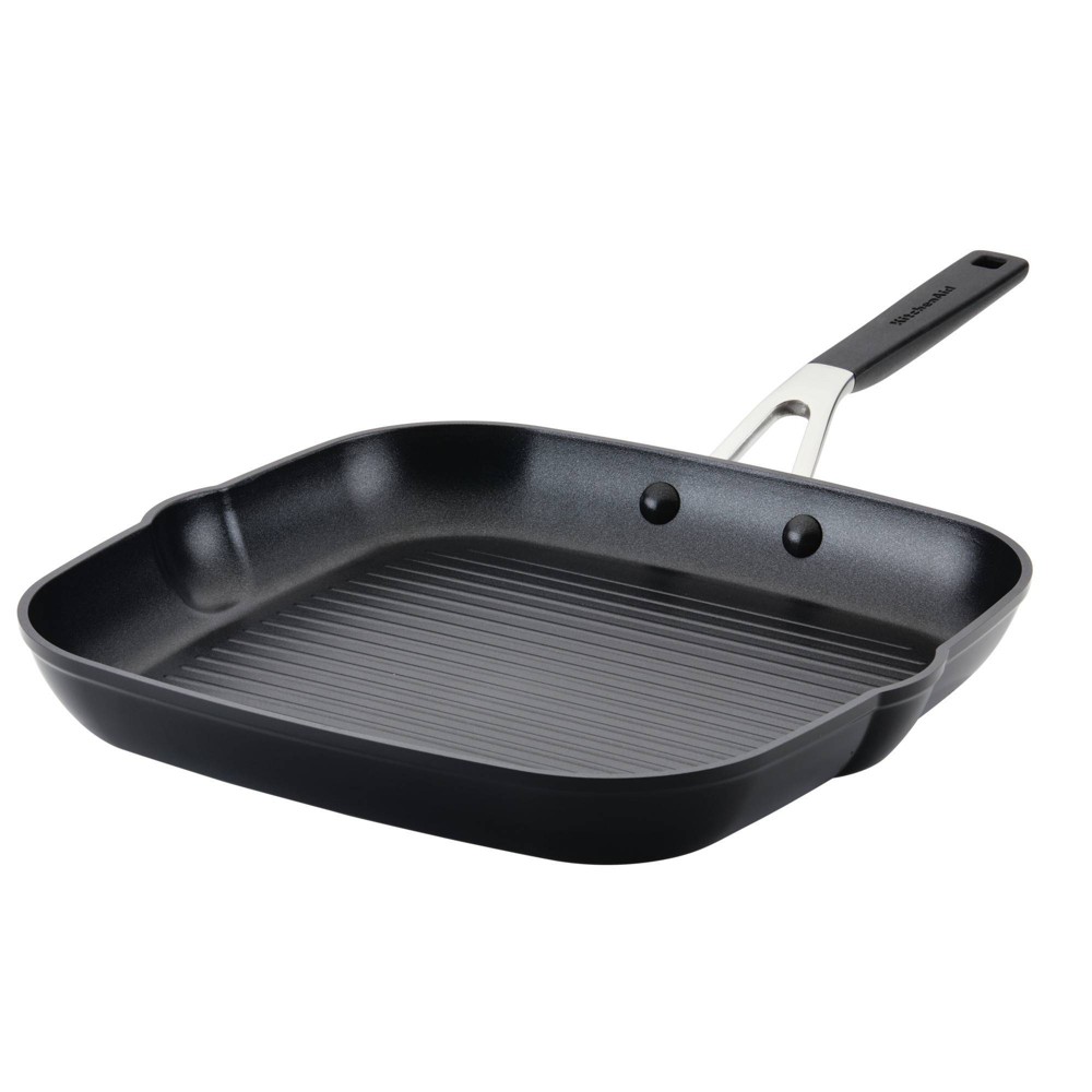 Photos - Pan KitchenAid 11.25" Hard Anodized Nonstick Square Grill  Black 