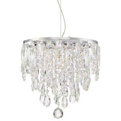 Vienna Full Spectrum Chrome Mini Pendant Light 12" Wide Modern Crystal Cascade LED Fixture for Kitchen Island Dining Room