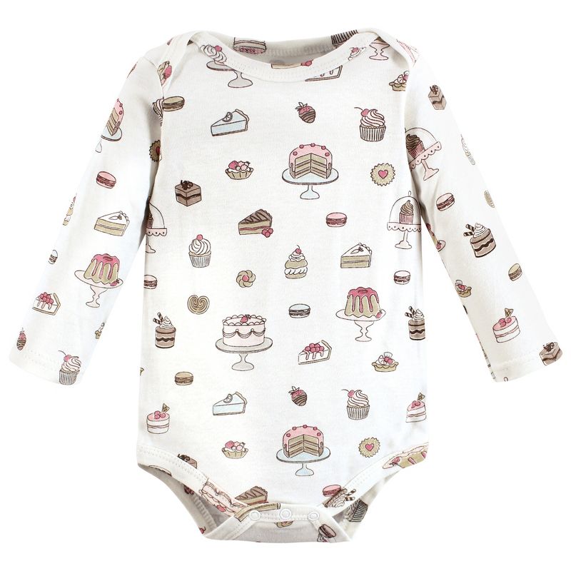 Hudson Baby Infant Girl Cotton Long-Sleeve Bodysuits, Sweet Bakery 3-Pack, 6 of 7