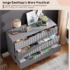Modern Sideboard with Fluted 6 Deep Drawers & Metal Legs, Wooden Dresser Organizer, Side Table for Bedroom Living Room Hallway Kids Room - 4 of 4
