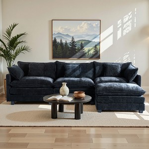 Chenille 3-Seat Sectional Sofa – Modular Deep Seat Sleeper Couch with Ottoman & Side Pocket | Ultimate Comfort for Living Room, Apartment, or Office - 1 of 4