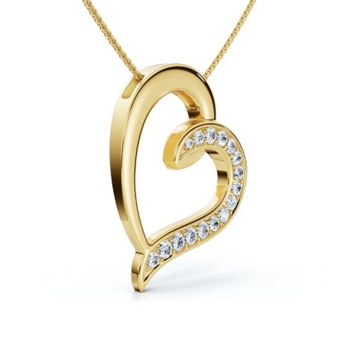 Pompeii3 1/2ct Diamond Heart Pendant Gold 18" Necklace Lab Created