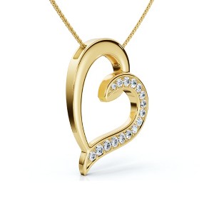 Pompeii3 1/2ct Diamond Heart Pendant Gold 18" Necklace Lab Created - 1 of 2