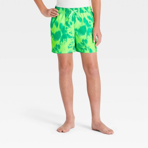 Art Class Boys' Tiedye Swim Trunks with Built in Boxers - Art Class™ Green M