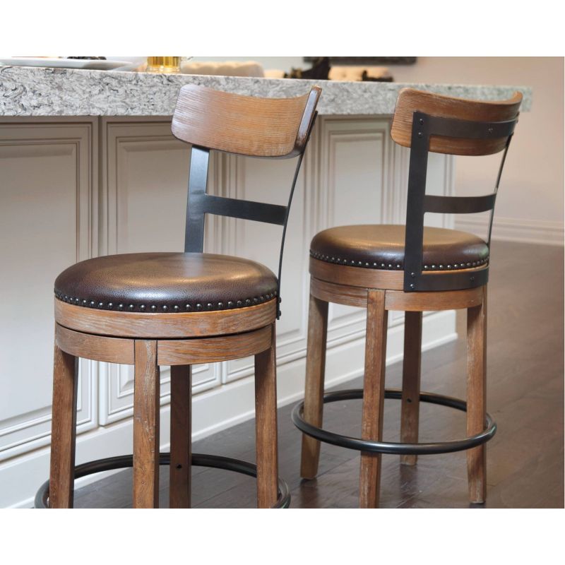 Pinnadel Uph Swivel Counter Height Barstools Light Brown - Signature Design by Ashley, 2 of 6