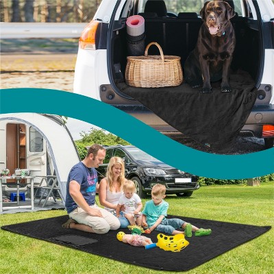 SUN CUBE Large Grey and Black Waterproof Fleece Camping Blanket