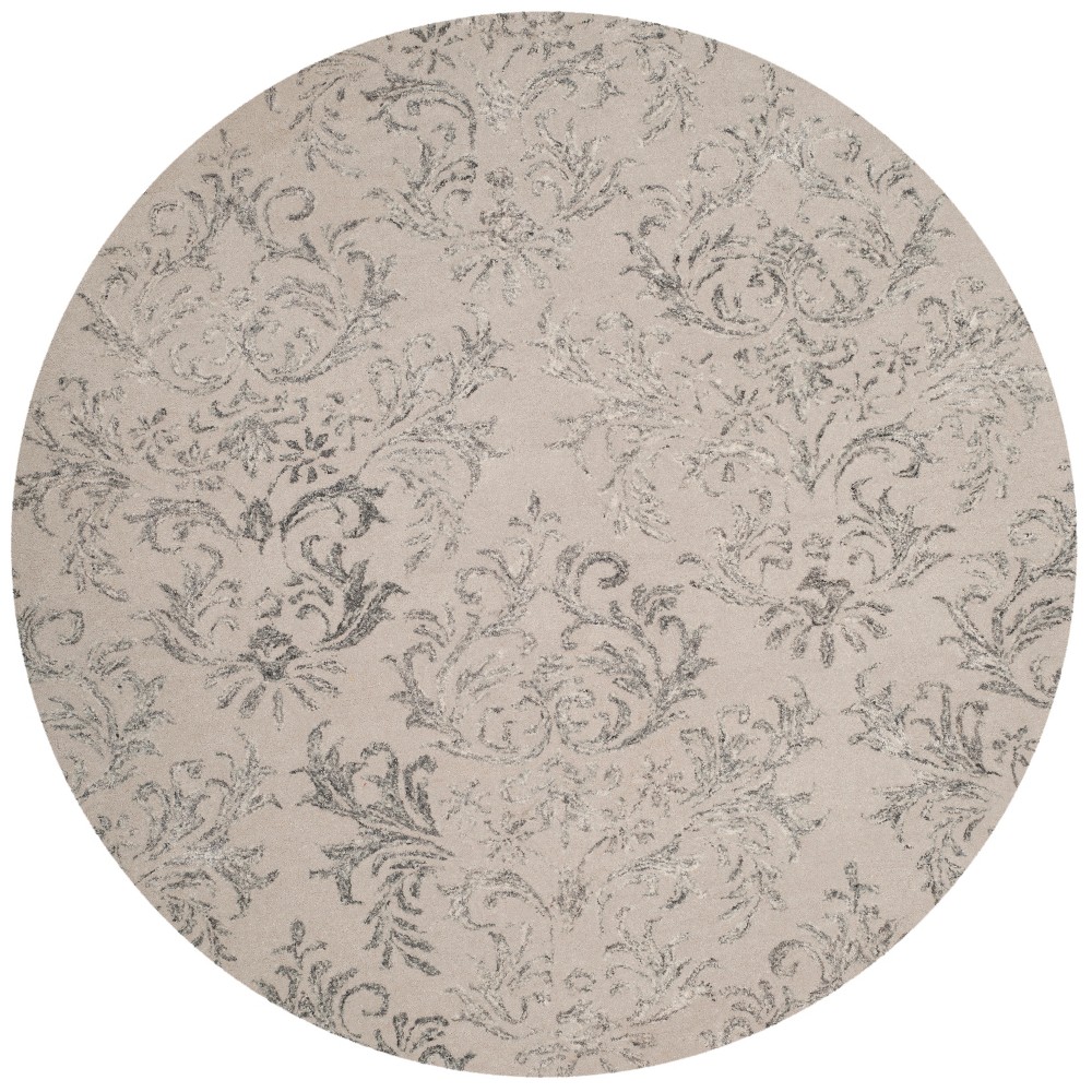 6' Damask Tufted Round Area Rug Gray - Safavieh