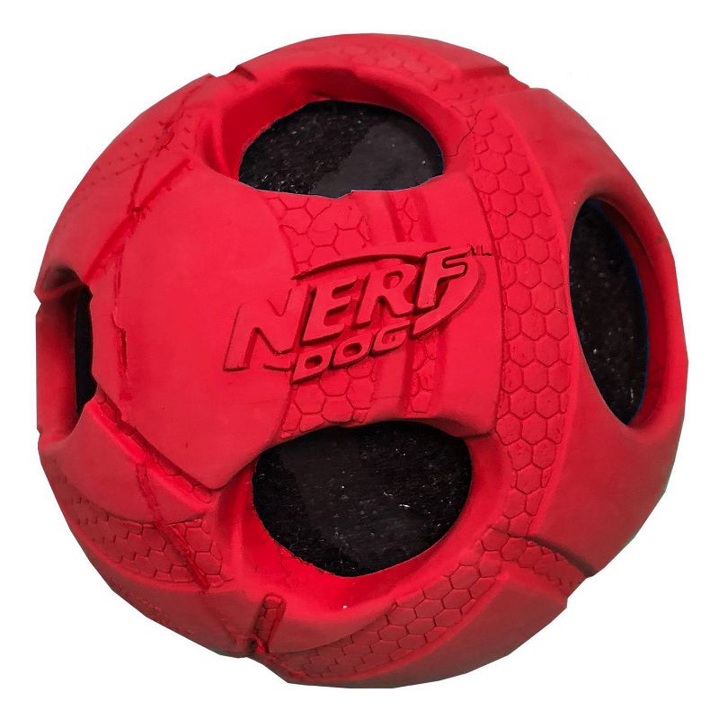 NERF Bash Rubber Wrapped Tennis Ball Dog Toy - Red - 3&#34;, 2 of 4