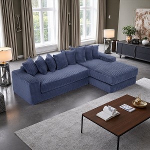 Oversized Cloud L-Shaped Sectional Sofa Bed, 8 Pillows, Right-Facing 3-Seater - 1 of 4