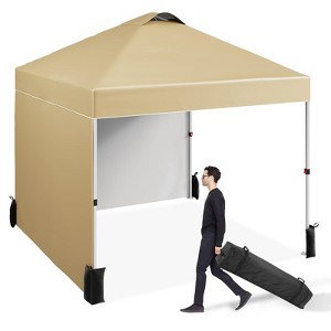 10 x 10 Pop Up Canopy, All Season Instant Canopy with 2 Sidewalls and Vented Roof, Portable Party Tent with Wheeled Carry Bag - 1 of 4