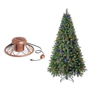 Home Heritage 1-1.75" Artificial Christmas Tree Base Rotating Metal Stand with Cascade Quick Set 7 Foot Pre-Lit Artificial Christmas Tree - 1 of 4