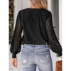 Fashionable V-Neck Lace Hollow Long Sleeve Top Shirt Business Casual Blouse - 4 of 4