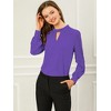 INSPIRE CHIC Women's Office Keyhole Elegant Stand Collar Long Sleeve Back Neck Button Blouse - 3 of 4