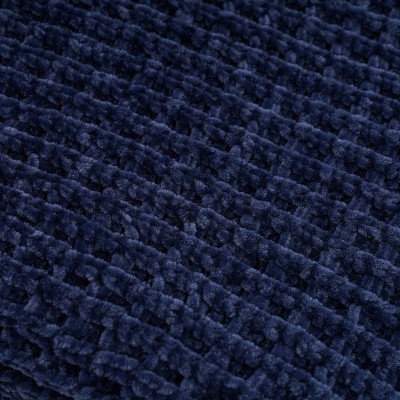 Navy Blue Waffle Weave Cotton Knitted Throw Blanket