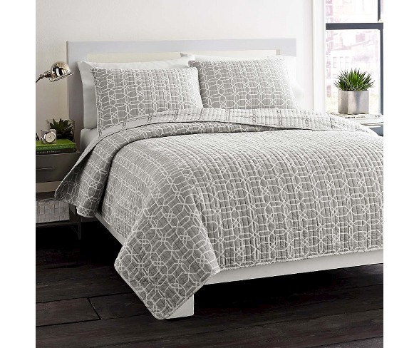 City Scene Puzzle Mini Quilt Set - Gray/White (Twin)