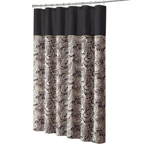 SEVOBAL Shower Curtain Cotton Printed Bathroom Curtain with Chenille Trim, Waterproof Linen for Bath Tub, Multicolored, 72"*72"*0.13" - 1 of 4