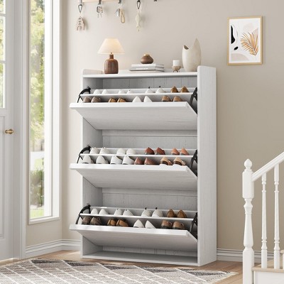 Multi-style Shoe Cabinet   with 2/3/4/6 Flip Drawers Or With 1 Door, Wooden Shoe Cabinet with Adjustable Shelf, for Entryway, Hallway, Living Room