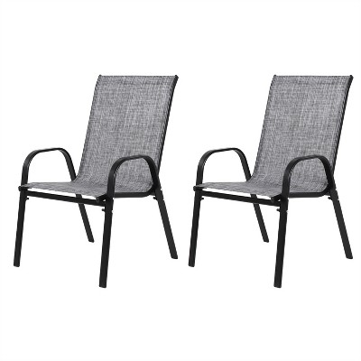 ELJGET 2-Piece Patio Chairs Camping Garden Chairs with Armrest & Backrest for Garden Patio Pool Beach Yard Space Saving