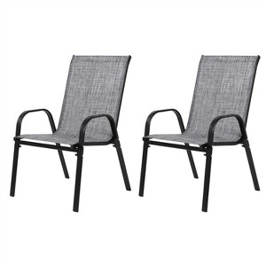 ELJGET 2-Piece Patio Chairs Camping Garden Chairs with Armrest & Backrest for Garden Patio Pool Beach Yard Space Saving - 1 of 4