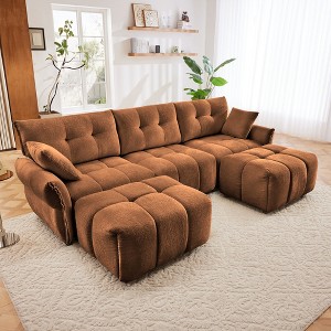 Oversized 110.2" Chenille Modular U-Shaped Sectional Sofa with High-Resilience Cushions and 2 Ottomans, 5-Piece Free combination Sofa - 1 of 4