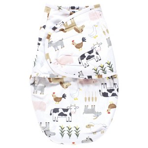 Hudson Baby Infant Boy Plush Faux Fur Swaddle Wrap, Cute Farm, 0-3 Months - 1 of 2