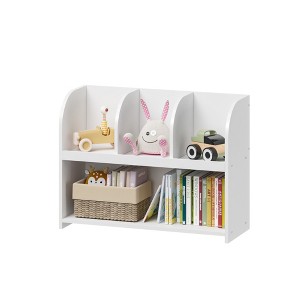 Fontoi Decorative Bookshelf, Kids Book Cabine with Compartments, Toy Storage Organizer for Children's Room, Nursery, White, 10.63"*23.62"*31.5" - 1 of 4