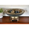 HomeRoots 8" Marbleized Green And Gold Polyresin Decorative Bowl With Orbs - 2 of 4