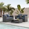 ELJGET 4-Piece Outdoor Patio Furniture Sets, All Weather PE Outdoor Sofa, Garden Wicker Rattan Patio Conversation Set with Coffee Table - 2 of 4