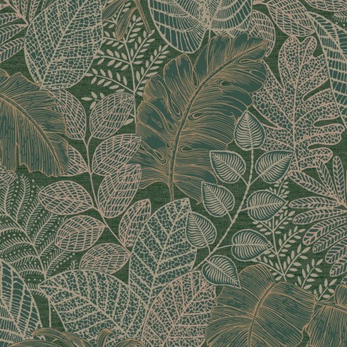 Superfresco Easy Scattered Leaves Forest Green Wallpaper : Target