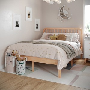 Buzz & Bloom Platform Bed Frame with Wood Slat Headboard and Foundation - 1 of 4