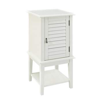 15.75" Damien Farmhouse Square Wood Shutter Door Side Accent End Cabinet Table White - Powell