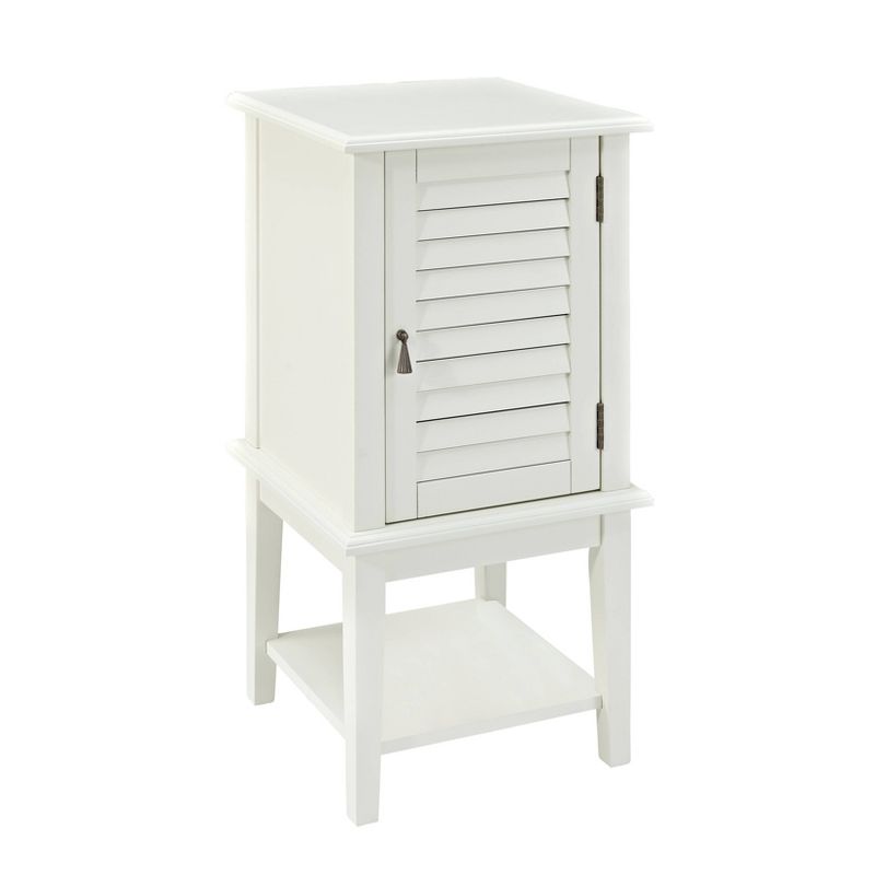 15.75&#34; Damien Farmhouse Square Wood Shutter Door Side Accent End Cabinet Table White - Powell, 1 of 9