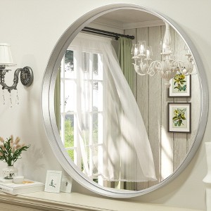 Keonjinn Metal Framed LED Round Frontlit Bathroom Vanity Wall Mirror, 3 Color Temperatures Dimmable, Anti-Fog - 1 of 4