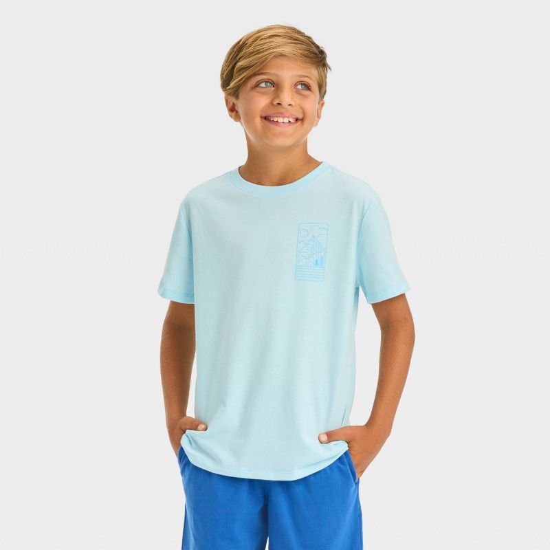Boys' Short Sleeve Mountain Graphic T-Shirt - Cat & Jack™ Light Blue, 1 of 5