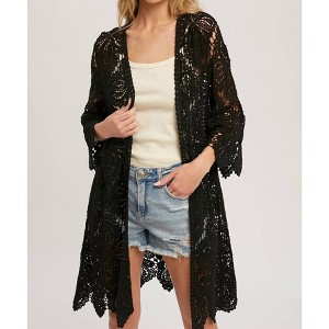 Women's Wo's Crochet Lace Cardigan - BluIvy - 1 of 2