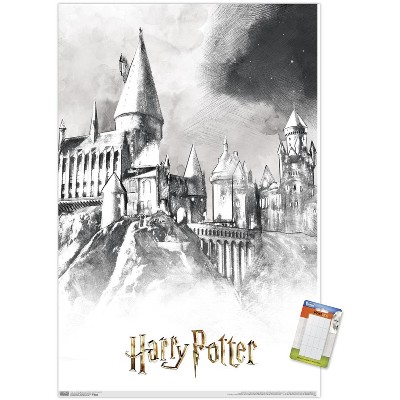 Trends International The Wizarding World: Harry Potter - Illustrated  Hogwarts Unframed Wall Poster Print White Mounts Bundle 22.375