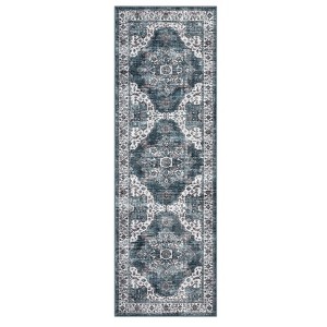 Washable Vintage Printed Rug Non Slip Low Pile Rug Soft Throw Floor Cover Foldable Indoor Carpet for Living Room Bedroom Playroom Nursery - 1 of 4