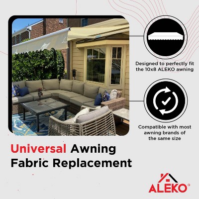 Ivory 10' x 8' Retractable Patio Awning Fabric Replacement