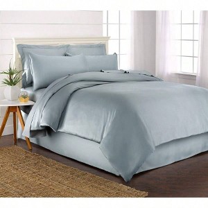 Queen Duvet Cover Set, 100 Organic Viscose, Luxuriously Soft Cooling, 2 Pillowcases, Sterling Blue - 1 of 1