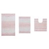 Gradiation Bathroom Decor, Washable Rug, Bathroom Mat, Bathroom Rug Set, Bath Mat Set, Bath Floor Mat Non-Slip, 3 Pcs Set with Contour, Pink - 2 of 4