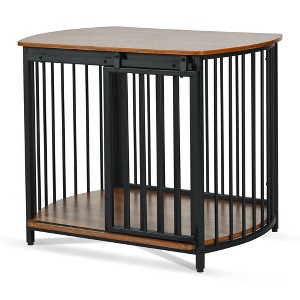 FURNIinspire Pet Crates and Houses, Dog Crate Furniture with Sliding Doors and Storage Shelves for Small Medium Size, Brown, 31.5"*23.03"*25.87" - 1 of 4