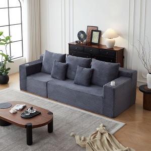 3 Seats Wider Armrest Chenille Modern Sectional Couch with Ergonomic Design and Flexible Modular - 1 of 4