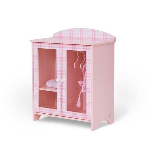 Olivia's Little World Wooden Baby Doll Crib with Storage Cabinet Pink/White