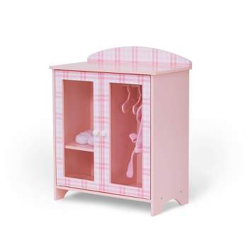 Sophia's by Teamson Kids Pink Plaid Closet with Pink Bathrobe & Slipper