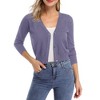 Women's Classic 3/4 Sleeve Open Front Cropped Cardigan Sweater Lightweight Knit Short Shrugs - 3 of 4
