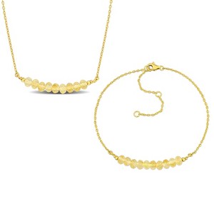 EVERLY JEWELRY | Silver Gemstone Necklace and Bracelet Set- Multiple Gemstone & Metal Color Options - 1 of 4