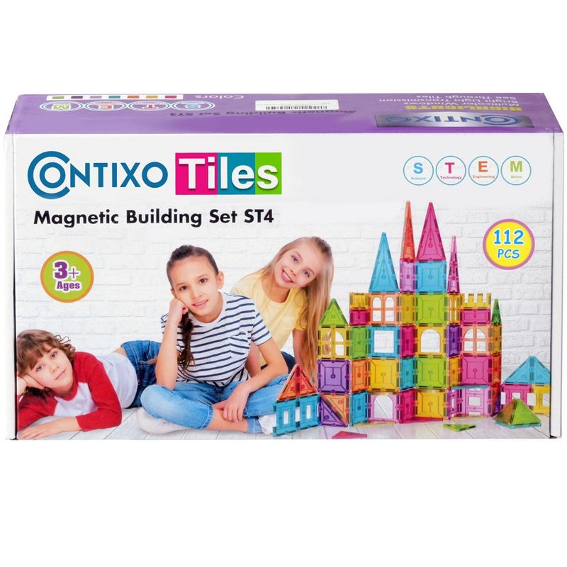 Contixo Tiles ST4 -Kids Toy Magnetic Building Shapes -112 PCS 3D Building Blocks STEM Construction, 3 of 10